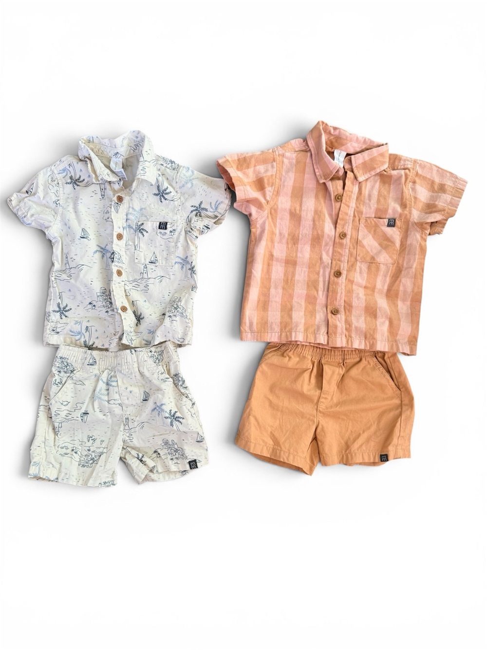 Kids Two-Piece Matching Sets - Striped Peach & Nautical Cream